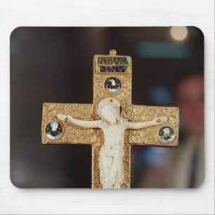 Reliquary crucifix, ivory Christ on gold cross Mouse Mat