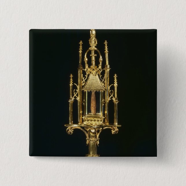Reliquary Monstrance with piece of cross 15 Cm Square Badge (Front)