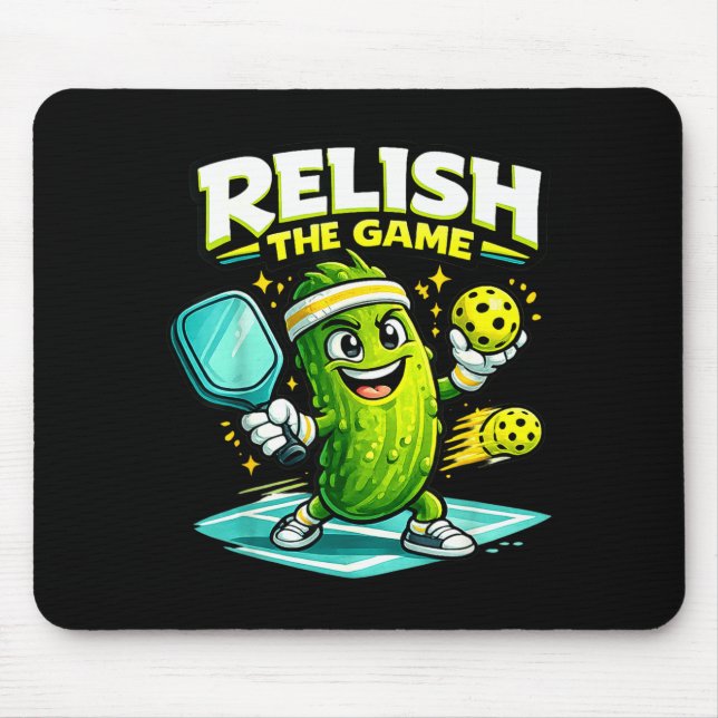 Relish the game funny pickleball pickle player  mouse mat (Front)