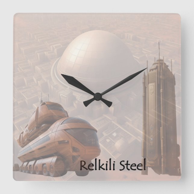 Relkili Steel Cover Art Square Wall Clock (Front)