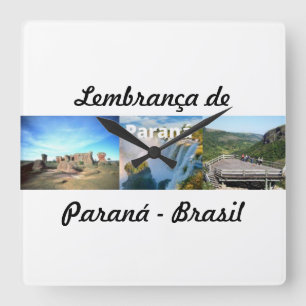 Relogio lembrança de Paraná Brasil Square Wall Clock