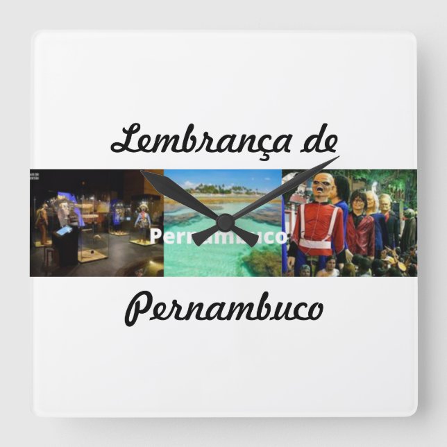 Relogio lembrança de Pernambuco Square Wall Clock (Front)