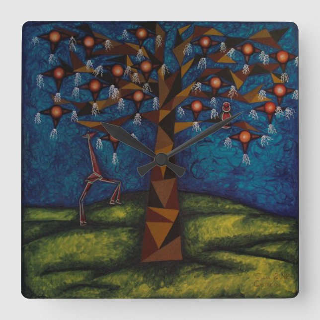 Reloj Árbol de la fiesta eterna Square Wall Clock (Front)