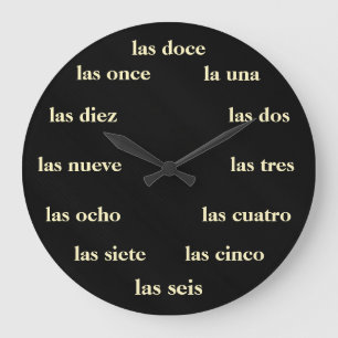 Reloj - Blanco Sobre Negro Large Clock