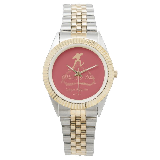 Reloj charra quinceanera, red watch wester (Front)