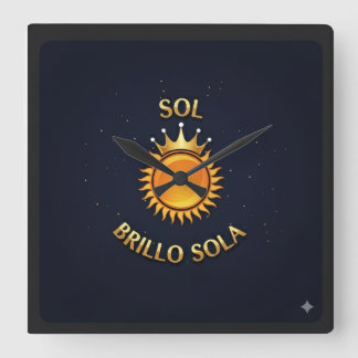 Reloj de Pared Cuadrado con Logo Sol Brillo Sola | Square Wall Clock