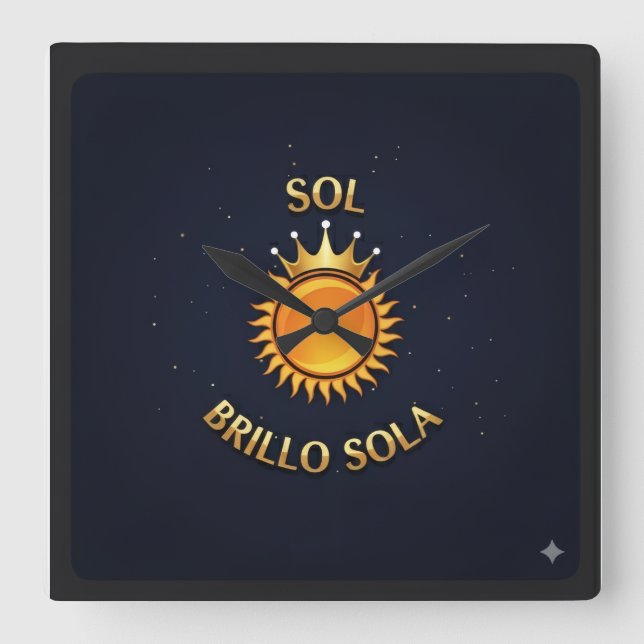 Reloj de Pared Cuadrado con Logo Sol Brillo Sola | Square Wall Clock (Front)