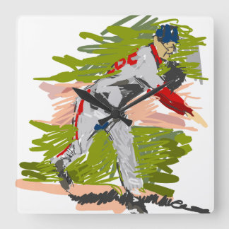 Reloj de Pared Pitcher Lanzando la Pelota Square Wall Clock
