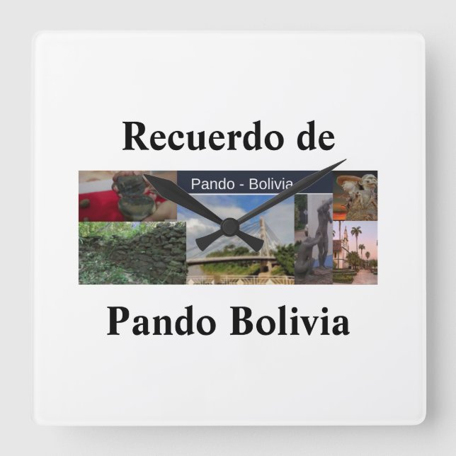 Reloj recuerdo of Pando Bolivia Square Wall Clock (Front)