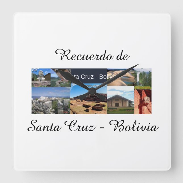 Reloj recuerdo of Santa Cruz Bolivia Square Wall Clock (Front)