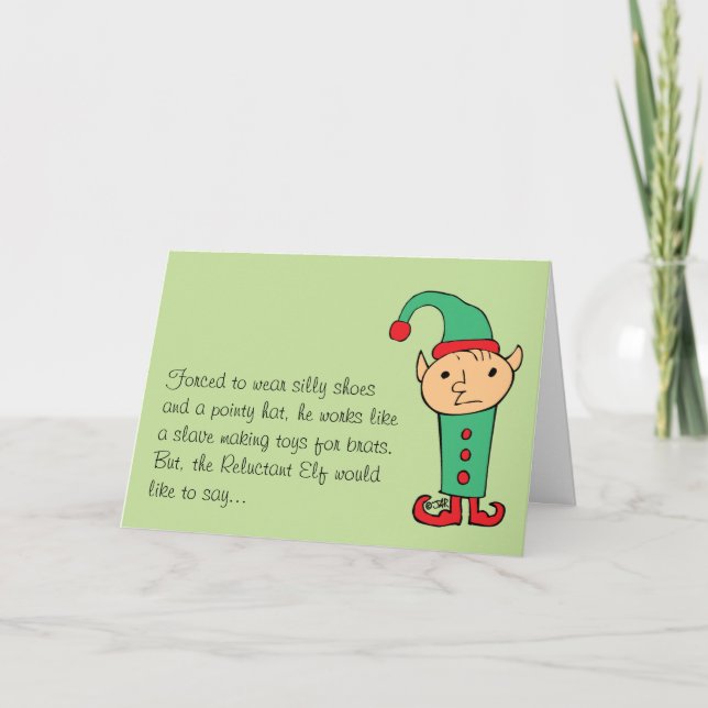 Reluctant Elf Holiday Card (Front)