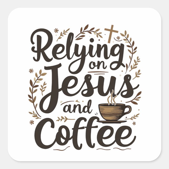 Relying on Jesus and Coffee Caffeine Lover  Square Sticker (Front)