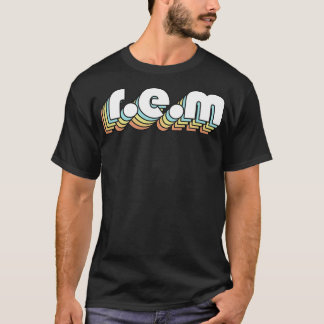 REM Retro Rainbow Typography Faded Style T-Shirt