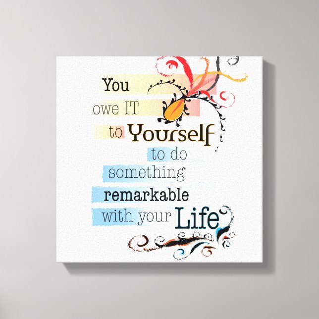 Remarkable LIFE Inspirational Illustrated quote Canvas Print (Front)