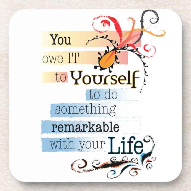 Remarkable LIFE Inspirational Illustrated quote Coaster (Front)