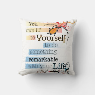 Remarkable LIFE Inspirational Illustrated quote Cushion