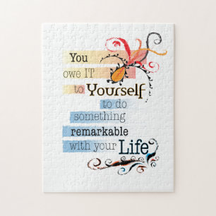 Remarkable LIFE Inspirational Illustrated quote Jigsaw Puzzle