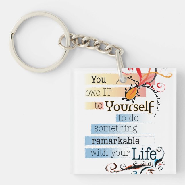 Remarkable LIFE Inspirational Illustrated quote Key Ring (Front)