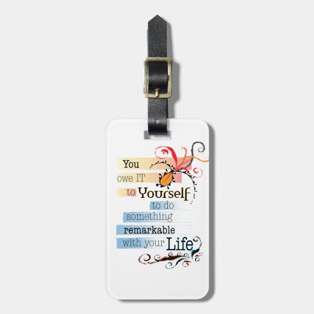 Remarkable LIFE Inspirational Illustrated quote Luggage Tag (Front Vertical)