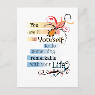 Remarkable LIFE Inspirational Illustrated quote Postcard