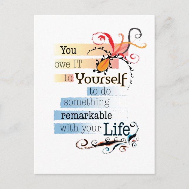 Remarkable LIFE Inspirational Illustrated quote Postcard (Front)