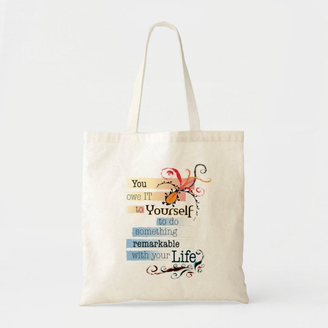 Remarkable LIFE Inspirational Illustrated quote Tote Bag (Front)