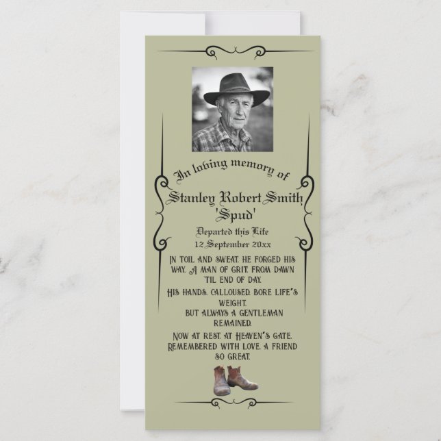Remarkable Man Funeral Card Flat Card (Front)