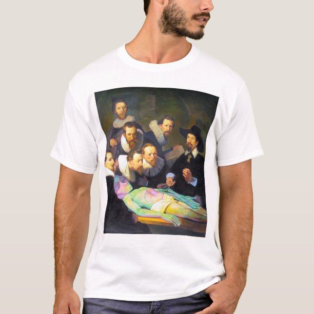 Rembrandt Anatomy Lesson with Alien Painting Mens T-Shirt (Front)