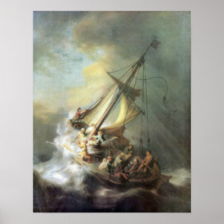 Rembrandt - Christ in a storm on the sea of Galile Poster