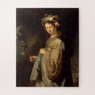 Rembrandt - Flora, popular Baroque painting, Jigsaw Puzzle