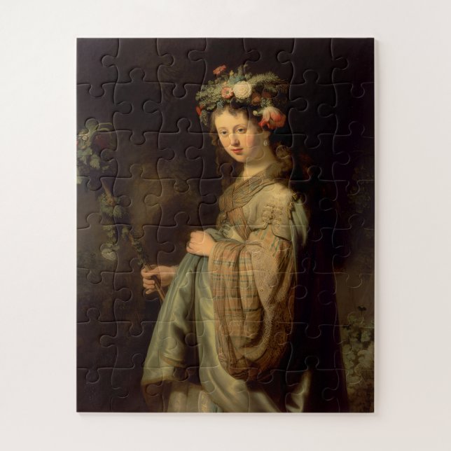 Rembrandt - Flora, popular Baroque painting, Jigsaw Puzzle (Vertical)
