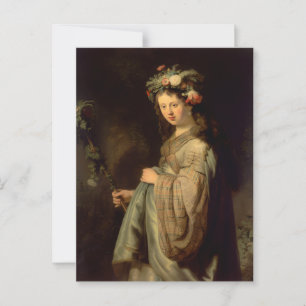 Rembrandt - Flora, popular Baroque painting, Postcard