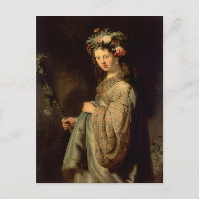Rembrandt - Flora, popular Baroque painting, Postcard (Front)