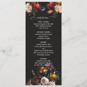 Rembrandt Floral Dark & Moody Wedding menu card