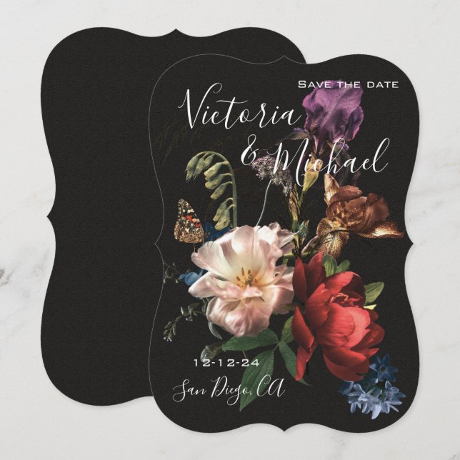 Rembrandt Floral Save the Date Wedding Invitation (Front/Back)