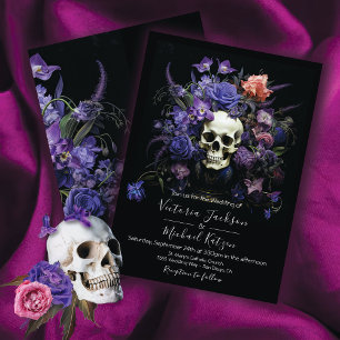 Rembrandt Floral Skull Dark & Moody Goth Wedding Invitation