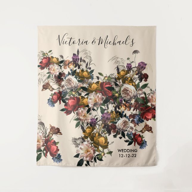 Rembrandt Floral Tapestry Wedding Backdrop photo (Front)