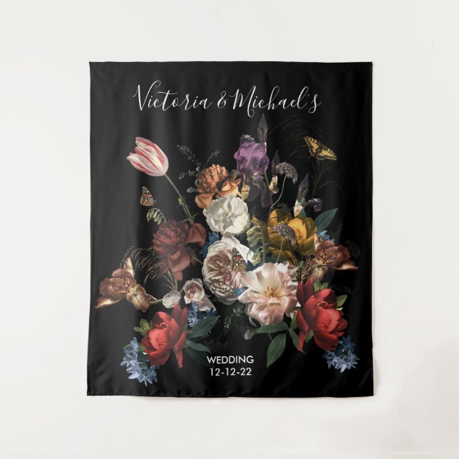 Rembrandt Floral Tapestry Wedding Backdrop photo (Front)