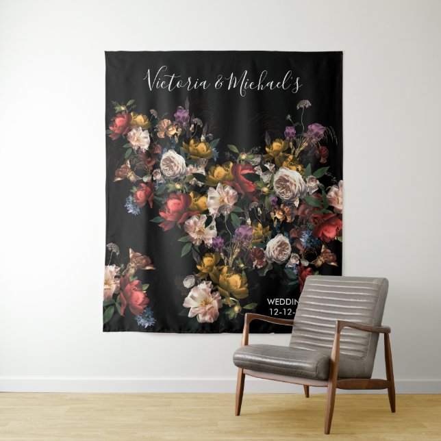 Rembrandt Floral Tapestry Wedding Backdrop photo (In Situ)