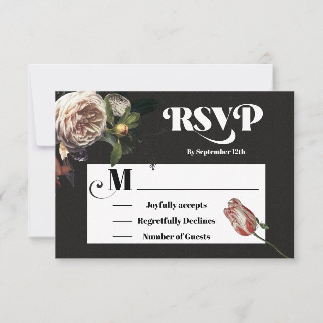 Rembrandt Floral Wedding response cards RSVP (Front)