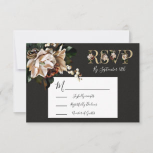 Rembrandt Floral Wedding response cards RSVP