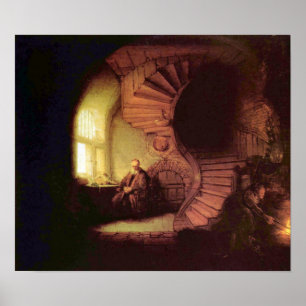 Rembrandt Harmenszoon van Rijn - The philosopher Poster