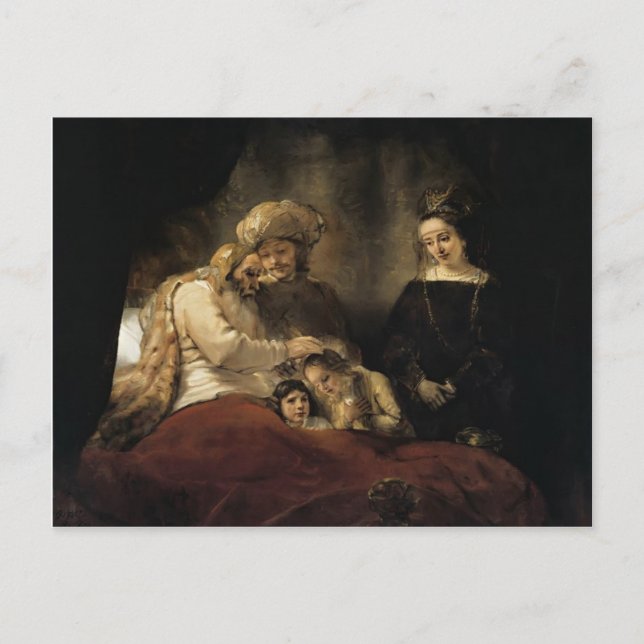 Rembrandt: Jacob Blessing the Children of Joseph Postcard (Front)