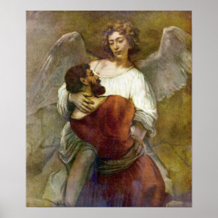 Rembrandt - Jacobs struggle with the angel Poster