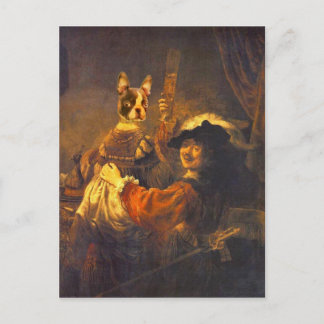 Rembrandt mit Bosti auf dem Schoß Postcard