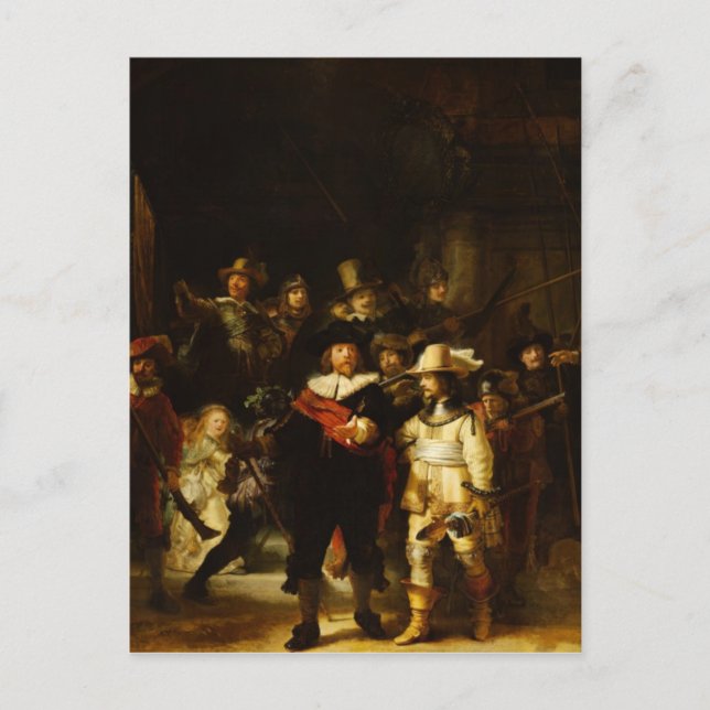 Rembrandt Nightwatch Night Watch Baroque Painting Postcard (Front)