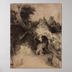 Rembrandt - Saint Jerome In Italian Landscape Poster