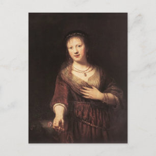 Rembrandt- Saskia with a Red Flower Postcard