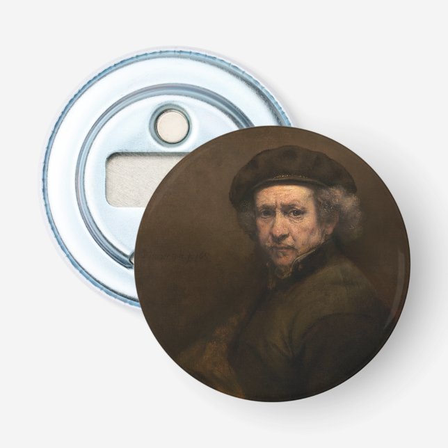 Rembrandt Self Portrait: Dutch Golden Age Painter Bottle Opener (Front)