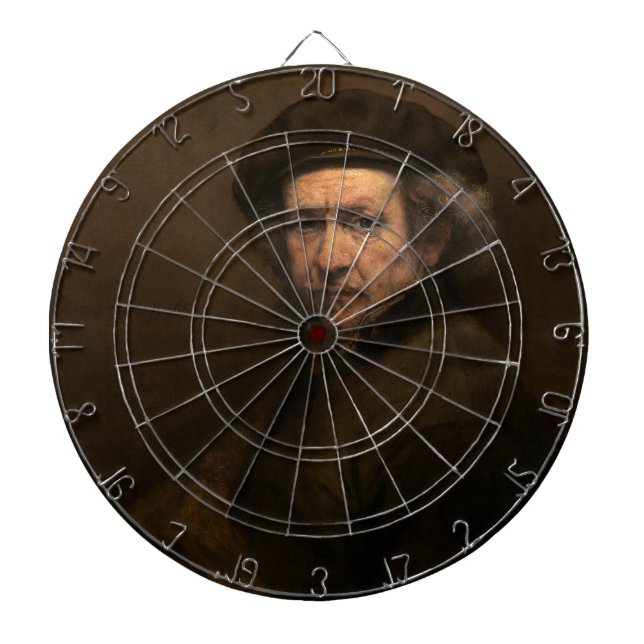 Rembrandt Self Portrait: Dutch Golden Age Painter Dartboard (Front)